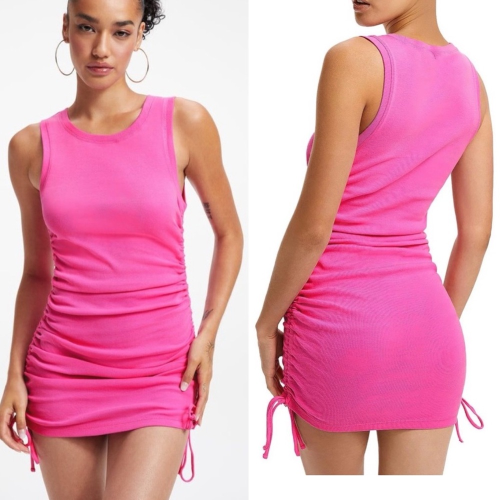 Good American Barbie Pink Tank Dress 0 Small Stretch Bodycon Cotton